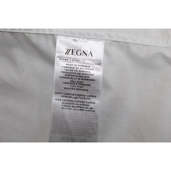 $695 Zegna Men's White Barrel-Cuff Dress Shirt wrinkle free cotton Size 40/15.5 - Picture 6 of 7